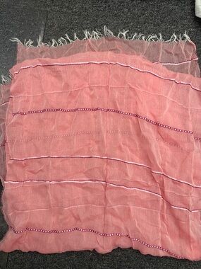 AQUA OBLONG SELF FRINGE EMBROIDERY PINK SCAR 2 FOR $15